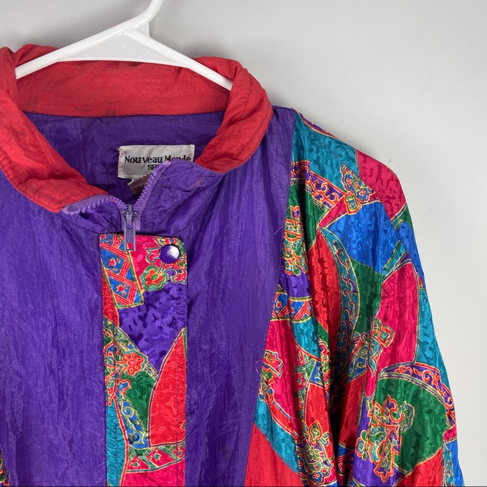 Vintage nouveau mode satin bomber jacket colorful - Picture 2 of 6